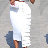 2020 Women Pencil Skirt High Waist Slim Midi Solid Modest