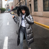 women X-long oversize blue down jackets thick casual