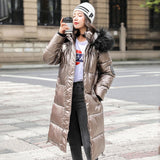 women X-long oversize blue down jackets thick casual