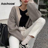 Knitted Striped Cardigan Sweater Women Fashion