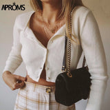 Aproms Candy Color Ribbed Knitted Cardigan Women