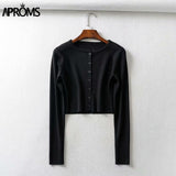 Aproms Candy Color Ribbed Knitted Cardigan Women