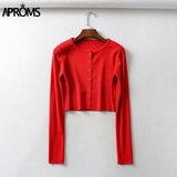 Aproms Candy Color Ribbed Knitted Cardigan Women